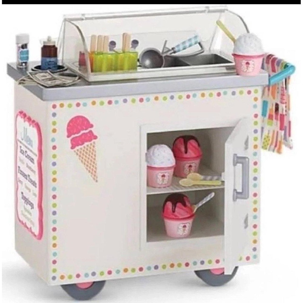 American Girl Doll ICE CREAM CART Complete Set Truly Me Popsicles, Ice Cream